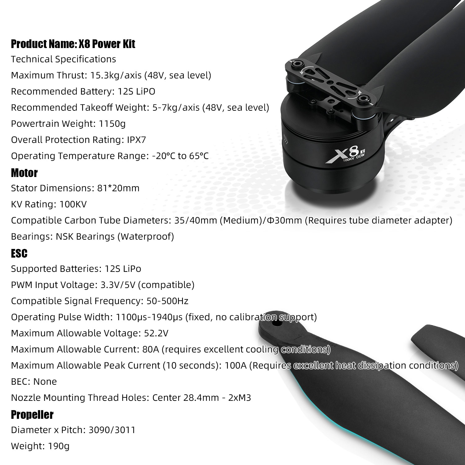 X8 Power System Kit: 100KV Mot - Drone Kit Heavy Lift review and price